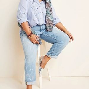 Pilcro Paint Splatter Embroidered Jeans by Anthro